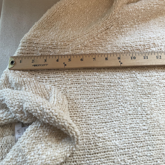 J Jill Sweater Women Extra Large Beige Cowl Neck Boucle Knit Boxy Pullover Top - Picture 9 of 13